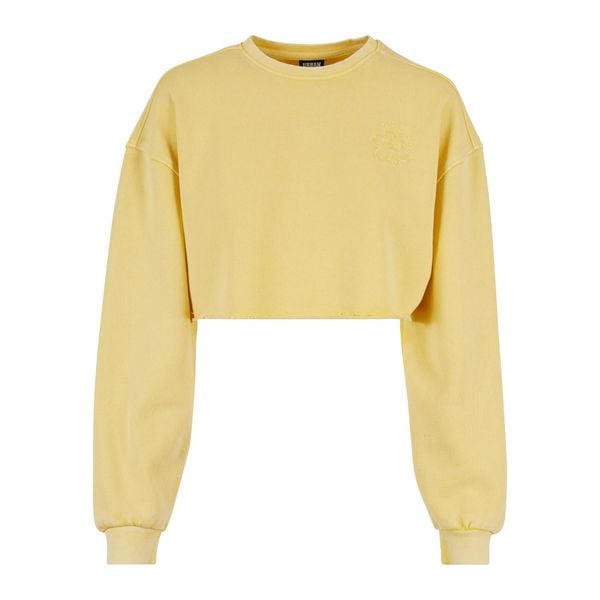 Bluza crop haftowane z kwiatami duże rozmiary dla kobiet Urban Classics. Żółte bluzy Urban Classics, bez wzorów, bez kaptura. Za 244.50 zł.