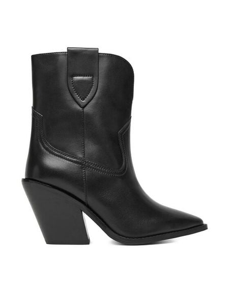 Badura Kowbojki EO-BRAYLE-121881 Czarny. Czarne botki Badura, bez wzorów, ze skóry, bez obcasa, na słupku, bez zapięcia. Za 269.99 zł.