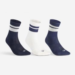 Skarpety sportowe tenis RS 500 wysokie 3 pary. Białe skarpety DECATHLON, bez wzorów, z bawełny. Za 34.99 zł.