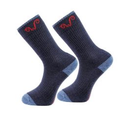 Skarpety trekkingowe z wełny Merino. Niebieskie skarpety WOOLONA, bez wzorów, z wełny. W wyprzedaży za 63.00 zł.