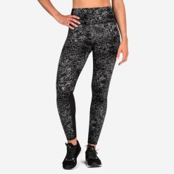 Legginsy fitness damskie Domyos. Czarne legginsy DOMYOS, l, bez wzorów, z materiału, z podwyższonym stanem. Za 99.99 zł.