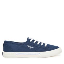 Tenisówki Pepe Jeans. Niebieskie trampki Pepe Jeans, bez wzorów, z jeansu, bez zapięcia. Za 169.99 zł.