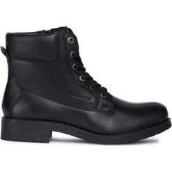 Geox - Botki. Czarne botki Geox, bez wzorów, z gumy, z okrągłym noskiem, bez obcasa, na obcasie, bez zapięcia. Za 429.90 zł.