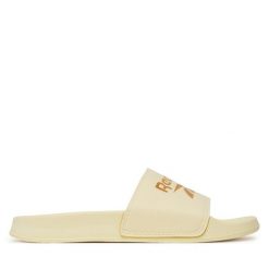 Klapki Reebok. Żółte klapki Reebok, bez wzorów, bez obcasa. Za 71.99 zł.