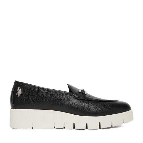 Półbuty U.S. Polo Assn. Czarne czółenka U.S. Polo Assn., bez wzorów, bez obcasa, na koturnie, bez zapięcia. Za 222.99 zł.