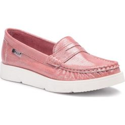 Mokasyny NESSI - 765/M Lizard Róż. Czerwone mokasyny Nessi, bez wzorów, z materiału, bez obcasa. W wyprzedaży za 159.00 zł.