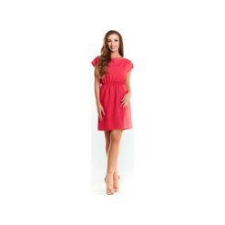 Sukienka mini N014 róż. Czerwone sukienki Awama, l, bez wzorów, z poliesteru, bez kołnierzyka, bez ramiączek, mini. Za 119.00 zł.