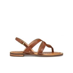 Sandały damskie Geox Sozy QC C. Brązowe sandały Geox, bez wzorów, z gumy, eleganckie, bez obcasa, bez zapięcia. Za 332.99 zł.