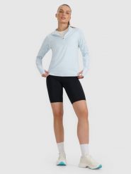 4F Legginsy kolarki do biegania szybkoschnące damskie - czarne L. Czarne legginsy 4f, l, bez wzorów, z materiału, z podwyższonym stanem. Za 149.99 zł.