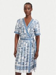 Fracomina Sukienka codzienna FS26SD1010W435K5 Niebieski jasny Regular Fit. Niebieskie sukienki Fracomina, na co dzień, xl, bez wzorów, z syntetyku, bez kołnierzyka, bez ramiączek, proste. Za 809.99 zł.