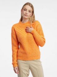 Orsay Sweter w kolorze pomarańczowym rozmiar: M. Pomarańczowe swetry Orsay, m, bez wzorów, ze splotem, bez ramiączek. Za 74.95 zł.