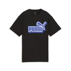 Młodzieżowa koszulka o luźnym kroju Essentials Logo Lab z grafiką PUMA. Czarna bluzki Puma, m, bez wzorów, eleganckie, bez kołnierzyka, bez ramiączek. Za 89.00 zł.