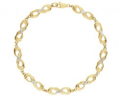 Bransoletka z żółtego złota z diamentami - 18 cm - nieskończoność - 0,03 ct - próba 375. Żółte bransoletki Apart, z diamentem, złote. Za 3,090.00 zł.