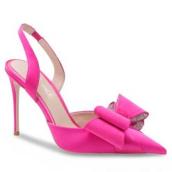 Sandały Eva Minge. Czerwone sandały Eva Minge, bez wzorów, bez obcasa, na szpilce, bez zapięcia. Za 399.99 zł.