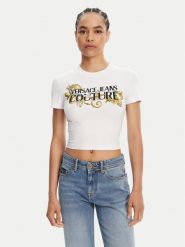 Versace Jeans Couture T-Shirt 78HAHC05 Biały Slim Fit. Białe t-shirty Versace Jeans Couture, xl, bez wzorów, z bawełny, bez kołnierzyka, bez ramiączek. Za 449.99 zł.
