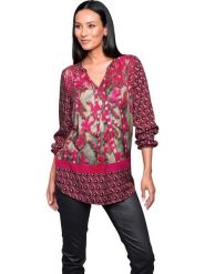 Heine Bluzka w kolorze różowym rozmiar: 44. Różowe bluzki Heine, bez wzorów, z wiskozy, bez kołnierzyka, bez ramiączek. Za 69.99 zł.