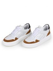 Anna Morellini Skórzane sneakersy "Ricarta" w kolorze biało-jasnobrązowym rozmiar: 39. Białe trampki Anna Morellini, bez wzorów, bez zapięcia. Za 325.79 zł.