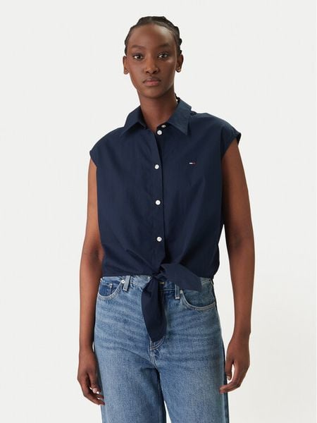 Tommy Jeans Koszula DW0DW22212 Granatowy Regular Fit. Niebieskie koszule Tommy Jeans, l, bez wzorów, z bawełny, bez kołnierzyka, bez ramiączek. Za 188.99 zł.