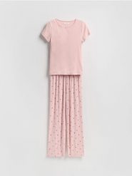 Dwuczęściowa piżama - pastelowy róż. Czerwone piżamy Reserved, bez wzorów, z bawełny, bez ramiączek. Za 119.99 zł.