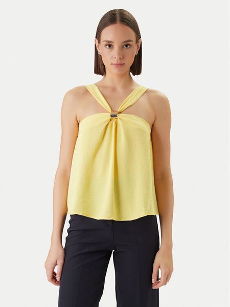 Morgan Bluzka 261-OGALAN Żółty Regular Fit. Żółte bluzki Morgan, bez wzorów, z syntetyku, bez kołnierzyka, bez ramiączek. Za 144.99 zł.