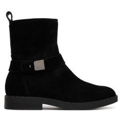 Botki Tamaris. Czarne botki Tamaris, bez wzorów, bez obcasa, na płaskiej podeszwie, bez zapięcia. Za 469.99 zł.