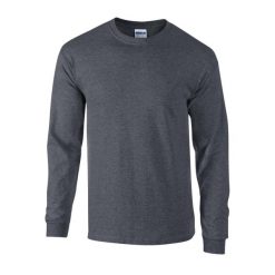 Ultra Bawełniana Koszulka Z Długim Rękawem Unisex Dla Dorosłych. Szare bluzki GILDAN, xl, bez wzorów, z bawełny, sportowe, bez kołnierzyka, bez ramiączek. Za 60.99 zł.