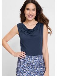 Olsen Bluzka w kolorze granatowym rozmiar: 40. Niebieskie bluzki Olsen, bez wzorów, bez kołnierzyka, bez ramiączek. Za 60.99 zł.