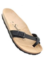 Sunbay Japonki "Petunia" w kolorze czarnym rozmiar: 38. Czarne klapki Sunbay, bez wzorów, ze skóry, z otwartym noskiem, bez obcasa. Za 149.95 zł.