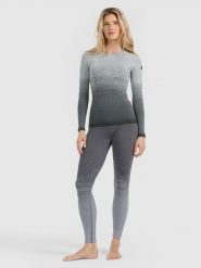 4F Bielizna termoaktywna bezszwowa z wełną merino (dół) damska - szara XS/S. Czarna bielizna sportowa 4f, s, bez wzorów, z materiału. Za 199.99 zł.