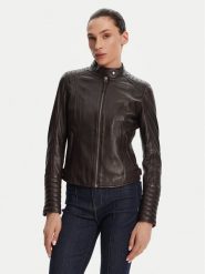 Serge Pariente Kurtka skórzana Louise Brązowy Slim Fit. Brązowe kurtki Serge Pariente, l, bez wzorów, ze skóry, bez kaptura. Za 589.99 zł.