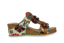 Klapki Laura Vita Bonito 224 Beige 202027, Wielokolorowy, Skóra naturalna - 38. Brązowe klapki Laura Vita, z aplikacjami, z materiału, bez obcasa, na koturnie. W wyprzedaży za 229.00 zł.