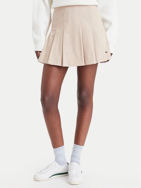 Lacoste Spódnica plisowana JF8001 Beżowy Regular Fit. Brązowe spódnice Lacoste, bez wzorów, z bawełny, plisowane. Za 659.99 zł.