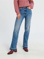 Jeansy straight high waist - niebieski. Niebieskie jeansy Sinsay, l, bez wzorów, z podwyższonym stanem. Za 79.99 zł.