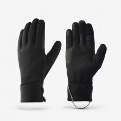 Rękawice trekkingowe dla dorosłych Forclaz MT500 Warm dotykowe. Czarne rękawiczki FORCLAZ, bez wzorów, z poliesteru, sportowe. Za 79.99 zł.