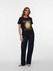 Vero Moda Koszulka w kolorze czarnym rozmiar: XL. Czarne bluzki Vero Moda, xl, bez wzorów, z bawełny, bez kołnierzyka, bez ramiączek. Za 52.42 zł.