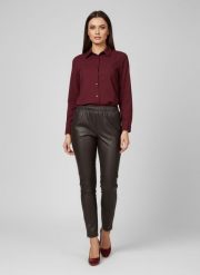 Eleganckie czekoladowe spodnie BengaMetallic04 7/8 o kroju slim fit PLUS SIZE XXL OVERSIZE JESIEŃ. Brązowe spodnie materiałowe Moda Size Plus Iwanek, do pracy, plus size, bez wzorów, z elastanu, plus size. Za 199.90 zł.