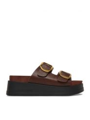 Guess Jeans Klapki CWBEO-HY62273-6 Brązowy. Brązowe klapki Guess Jeans, z aplikacjami, z jeansu, bez obcasa. Za 199.99 zł.