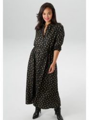 Aniston Sukienka w kolorze czarno-jasnobrązowym rozmiar: 50. Czarne sukienki Aniston, bez wzorów, z tkaniny, bez kołnierzyka, bez ramiączek, maxi. Za 83.03 zł.