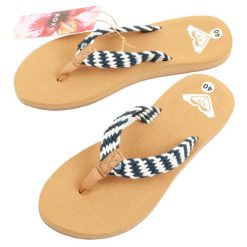 Klapki plażowe Roxy Porto ARJL101213. Brązowe klapki Roxy, bez wzorów, z materiału, bez obcasa. Za 69.00 zł.