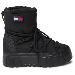 Śniegowce Tommy Jeans. Czarne trapery i śniegowce Tommy Jeans, z jeansu. Za 699.99 zł.