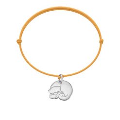 Bransoletka ze srebrnym kotem na cienkim pomarańczowym sznurku fluo. Brązowe bransoletki Lilou, srebrne. Za 179.00 zł.