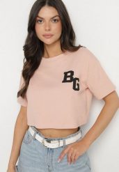 Ciemnoróżowy Bawełniany T-shirt Oversize o Krótkim Kroju Zariona. Czerwone t-shirty Born2be, l, z aplikacjami, z bawełny, bez kołnierzyka, bez ramiączek. W wyprzedaży za 29.74 zł.