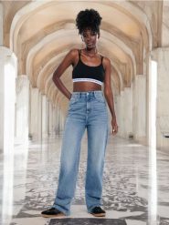Jeansy wide leg - niebieski. Niebieskie jeansy Sinsay, l, bez wzorów, z podwyższonym stanem. Za 39.99 zł.