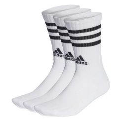 Skarpety adidas 3-Stripes Cushioned Crew Socks 3P. Białe skarpety Adidas, bez wzorów, z bawełny. Za 64.95 zł.