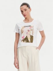 Gaudi T-Shirt 511BD64035 Biały Regular Fit. Białe t-shirty Gaudi, s, bez wzorów, z bawełny, bez kołnierzyka, bez ramiączek. Za 139.99 zł.