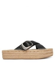 Calvin Klein Espadryle Flatf Espadrill Cross Lth Hdw HW0HW02892 Czarny. Czarne espadryle Calvin Klein, bez wzorów, ze skóry, bez obcasa, bez zapięcia. Za 489.99 zł.