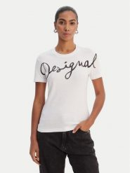 Desigual T-Shirt 26SWTK07 Biały Regular Fit. Białe t-shirty Desigual, l, bez wzorów, z bawełny, bez kołnierzyka, bez ramiączek. Za 159.99 zł.