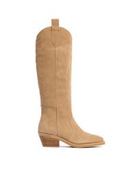 Loft37 Skórzane kozaki w kolorze beżowym rozmiar: 39. Brązowe kozaki loft37, na zimę, z materiału, bez obcasa, bez zapięcia. Za 546.45 zł.