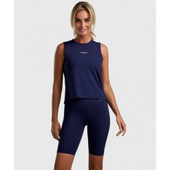 Tank-top Elegancja - Granatowy. Niebieskie topy NORDICDOTS, l, bez wzorów, z elastanu, bez kołnierzyka, bez ramiączek. Za 185.00 zł.