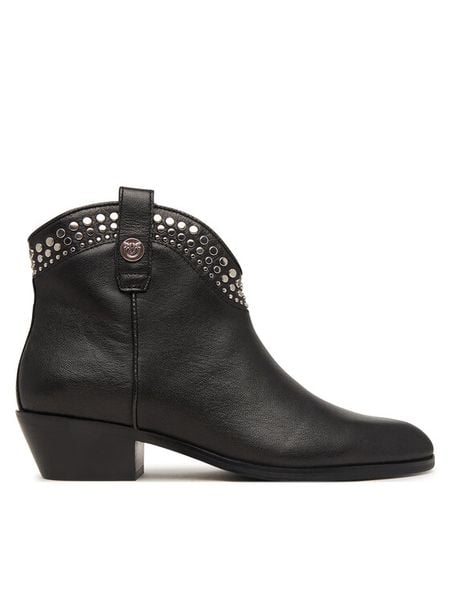 PINKO Kowbojki Jane 05 SD0555P149 Czarny. Czarne botki Pinko, bez wzorów, ze skóry, bez obcasa, na płaskiej podeszwie, bez zapięcia. Za 1,399.00 zł.